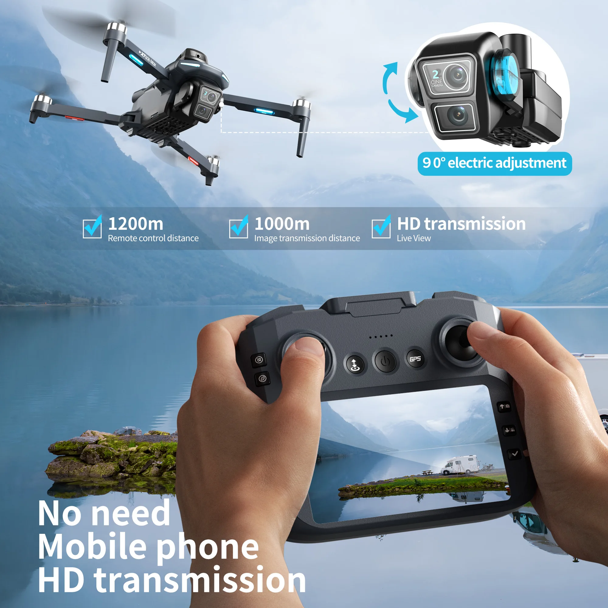 XT606 MAX GPS Drone 4k Profess - đánh giá và giá Drone Gps Mount
